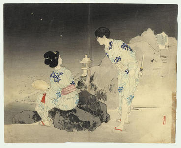 Mishima Shoso: Bijin and Fireflies - Japanese Art Open Database