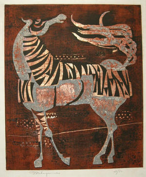 Nakayama Tadashi: Horse in Armor- A - Japanese Art Open Database