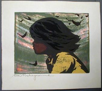 Nakayama Tadashi: Unknown, child in wind - Japanese Art Open Database