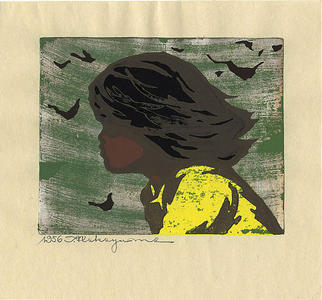 Nakayama Tadashi: Unknown, child in wind - Japanese Art Open Database