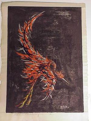 Nakayama Tadashi: Untitled- bird in flight - Japanese Art Open Database