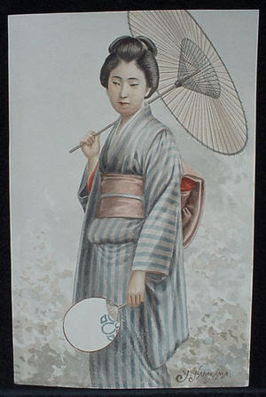 Nakayama Y: Bijin and umbrella - Japanese Art Open Database