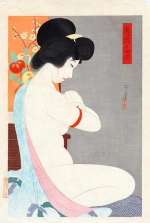 Narita Morikane: A nude girl starting to dress - Japanese Art Open Database