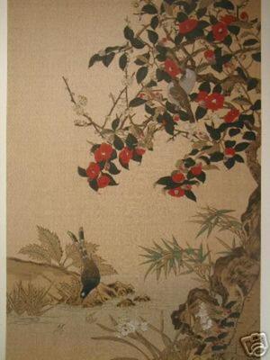 Nihon Shosui-sha: No 9-1- Wang Jeshui- Crimson Camellias — 紅椿 - Japanese Art Open Database