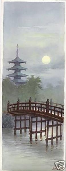 Niimi S: Bridge and Temple Pagoda - Japanese Art Open Database