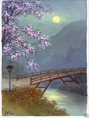 Niimi S: Bridge on a Moonlit Spring Night - Japanese Art Open Database