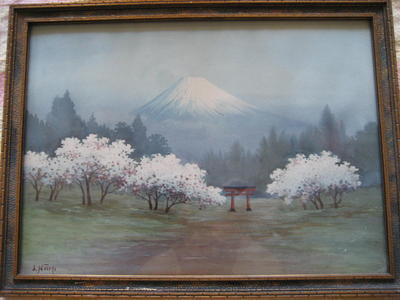 Niimi S: Sakura and torii by Fuji - Japanese Art Open Database