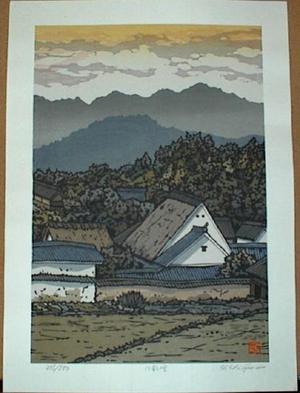 Japanese Print "Houses in Hacho" by Nishijima Katsuyuki (Nishijima Katsuyuki (b. 1945))