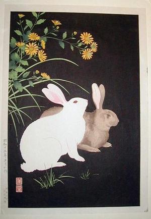 Nishimura Hodo: Two Rabbits- 2 - Japanese Art Open Database