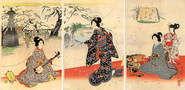Watanabe Nobukazu: Enjoying the blossoms at Mukojima - Japanese Art Open Database
