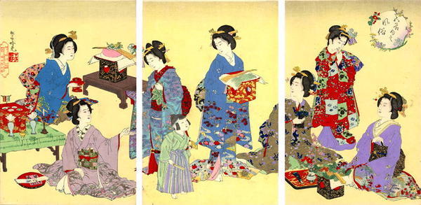 Watanabe Nobukazu: Young Women Relaxing - Japanese Art Open Database