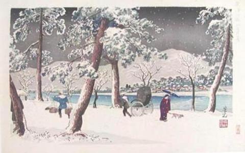 Nomura Yoshimitsu: Snow on the Bank of Kamogawa — 加茂堤の雪 - Japanese Art Open Database