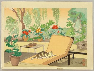 Obata Chiura: Cat on a Poach - Japanese Art Open Database