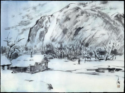 Obata Chiura: Sierra Cabin in the Snow - Japanese Art Open Database
