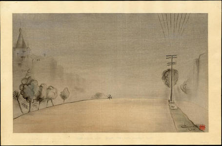 Obata Chiura: Foggy Morning, Van Ness Avenue (San Francisco) - Japanese Art Open Database
