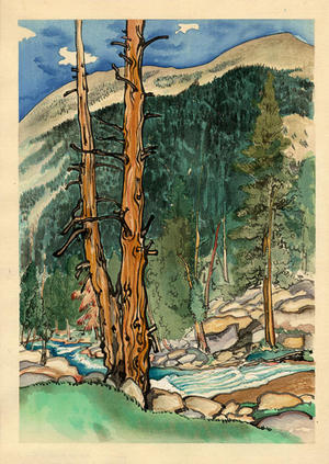Obata Chiura: Upper Lyell Fork, near Lyell Glacier - Japanese Art Open Database