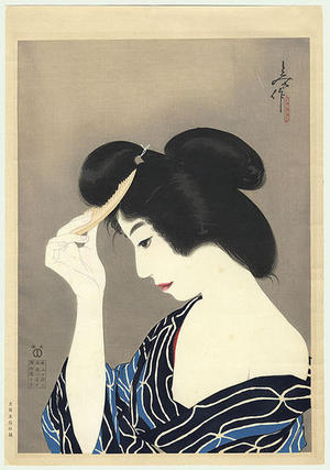 Oda Tomiya: Bijin with Hare Comb - Japanese Art Open Database