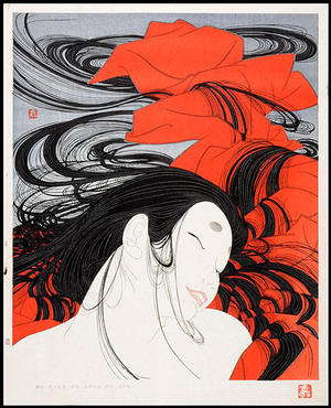 Okada Yoshio: The wind through pine trees - Japanese Art Open Database