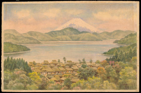 Ozawa J R: Town by Lake Near Mt Fuji - Japanese Art Open Database
