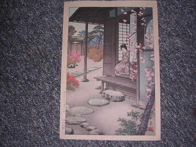 Saito Hodo- Nishimura Hodo: Bijin by Garden Engawa - Japanese Art Open Database