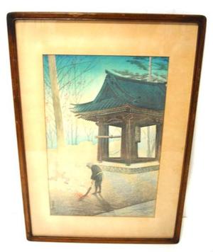 Saito Hodo- Nishimura Hodo: Unknown- Cleaning temple grounds - Japanese Art Open Database