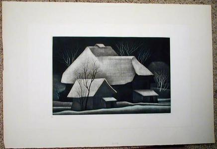 Japanese Print "Unknown, snow, farmhouse" by Sakamoto Koichi (坂本好一)