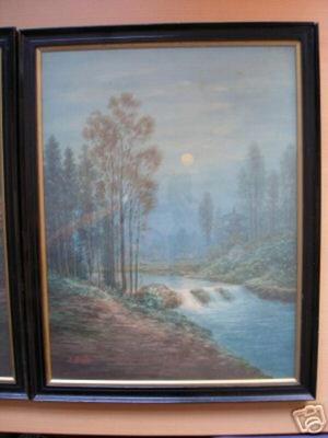 Satsuta Emiko: River in moonlight - Japanese Art Open Database