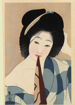 Japanese Print "July, after the bath — Shichigatsu Yuagari" by Seien Shima (島成園)