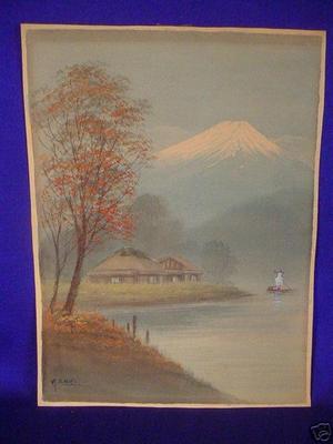 Seki K: Farm by river near Mt Fuji - Japanese Art Open Database