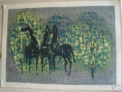 Shima Tamami — 島 珠実: Unknown- three horses - Japanese Art Open Database
