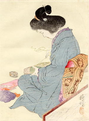 Shimazaki Ryuu (1865-1937)による浮世絵「Matsu Kaze」