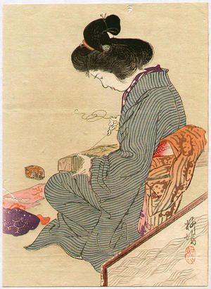 Japanese Print "Matsu Kaze" by Shimazaki Ryuu (1865-1937)