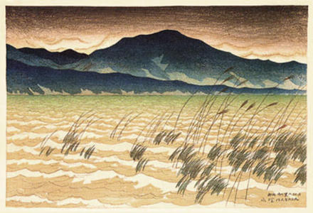 伊東深水: Evening Snow at Hira - Japanese Art Open Database