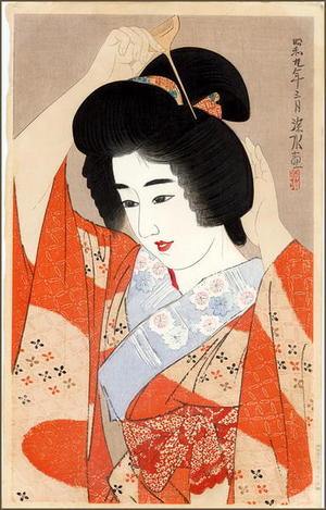 伊東深水: Dressing the Hair - Japanese Art Open Database