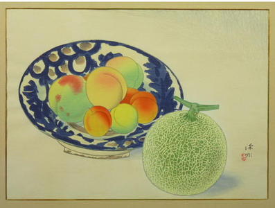 伊東深水: Peaches and Melon — 桃とメロン - Japanese Art Open Database