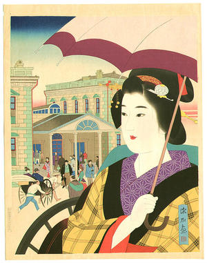 伊東深水: Shinbashi Station 70 Years Ago - Japanese Art Open Database