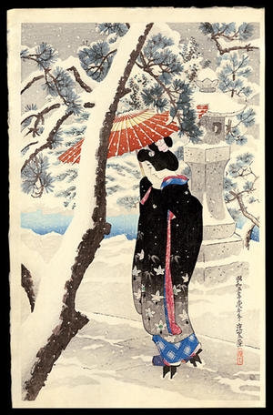 Ito Shinsui: Shrine in Snow - Japanese Art Open Database