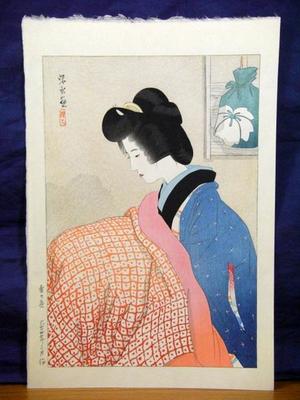 Ito Shinsui: Snowy Night- Woman Warming Herself on a foot warmer — 雪の夜 - Japanese Art Open Database