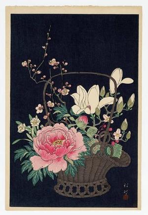 Shoson Ohara: Basket with various flowers - Japanese Art Open Database