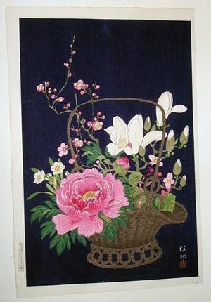 Shoson Ohara: Basket with various flowers - Japanese Art Open Database