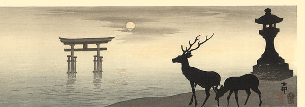 Shoson Ohara: Deer and Torii - Japanese Art Open Database