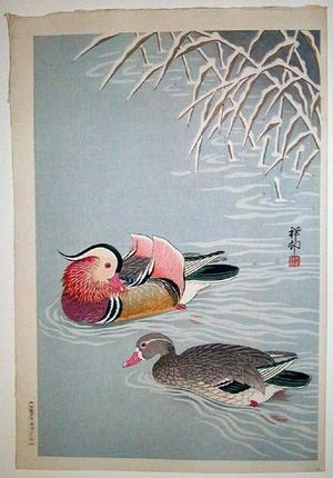 Shoson Ohara: Mandarin Ducks in Snow - Japanese Art Open Database