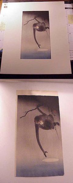 Shoson Ohara: Monkey Reaching for Moon - Japanese Art Open Database