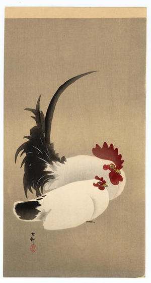 Shoson Ohara: Rooster and Hen - Japanese Art Open Database