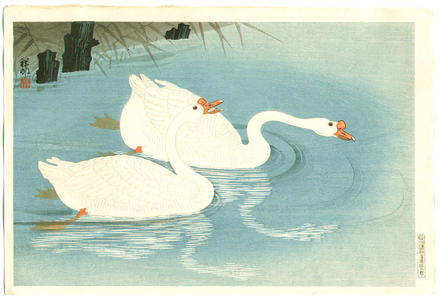 Shoson Ohara: Swans & Reeds - Japanese Art Open Database