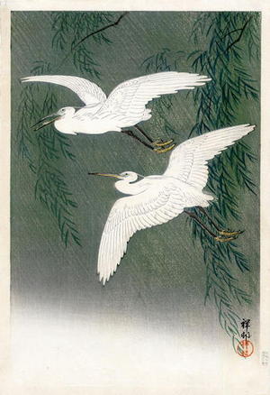 Shoson Ohara: White Herons & Willow - Japanese Art Open Database