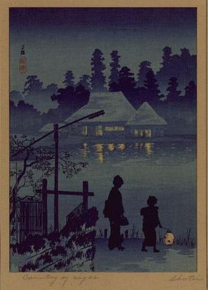 Shotei Takahashi: C9- Night scene of Mabashi, near Tokyo - Japanese Art Open Database