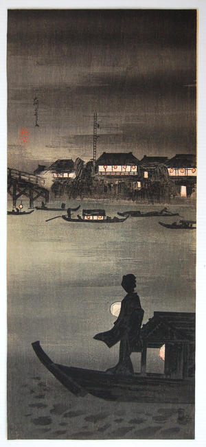 Japanese Print Evening Cool At Okawa By Shotei Takahashi Japanese Print Evening Cool At Okawa By Shotei Takahashi