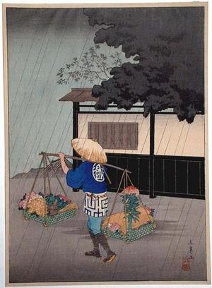 Shotei Takahashi: Flower Seller in the Rain - Japanese Art Open Database