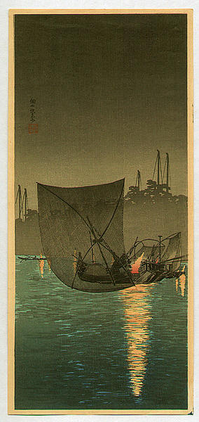 Shotei Takahashi: Night Fishing at Tsukuda - Japanese Art Open Database
